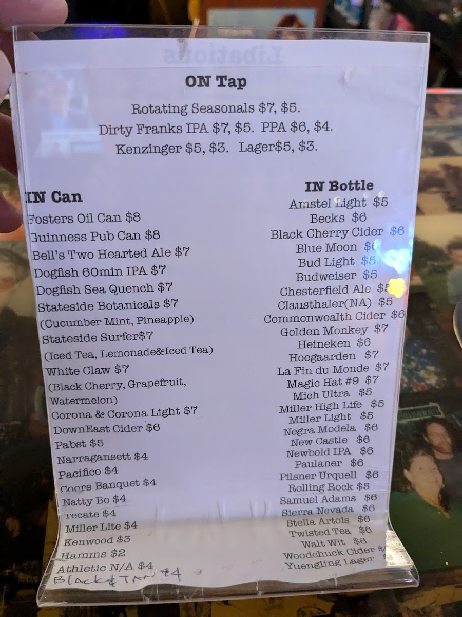 Dirty Franks Menu - Image 4